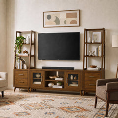Santa Barbara Walnut 5-Piece Entertainment Center with 60" TV Console - Ornate Home