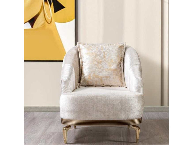 Santana Ivory Velvet Accent Chair - Ornate Home