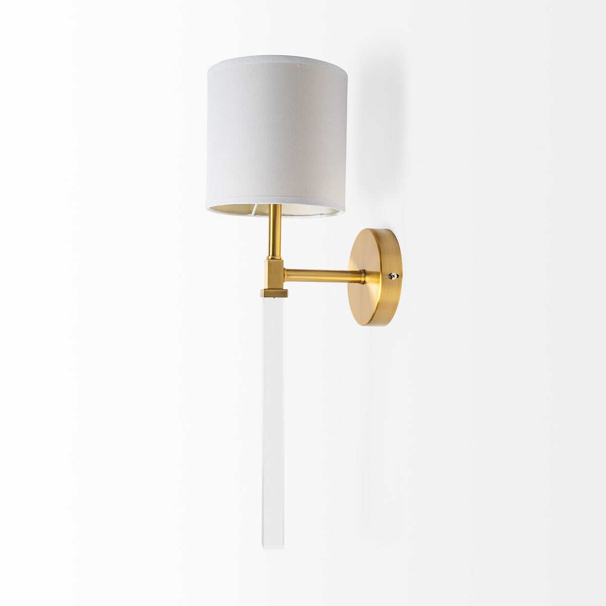 Santander Gold/White Metal and Linen Shade Wall Sconce - Ornate Home