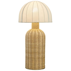 Santo White/Natural Rattan Table Lamp With Dome Shade - Ornate Home