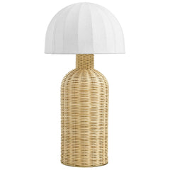Santo White/Natural Rattan Table Lamp With Dome Shade - Ornate Home