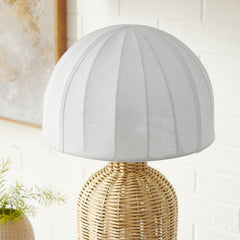 Santo White/Natural Rattan Table Lamp With Dome Shade - Ornate Home