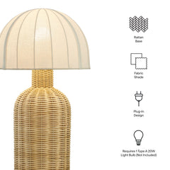 Santo White/Natural Rattan Table Lamp With Dome Shade - Ornate Home