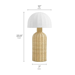 Santo White/Natural Rattan Table Lamp With Dome Shade - Ornate Home