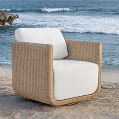 Santorini Brown Outdoor Swivel Lounge Chair - Ornate Home