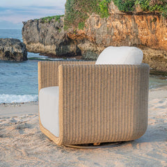 Santorini Brown Outdoor Swivel Lounge Chair - Ornate Home