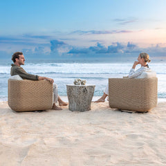 Santorini Brown Outdoor Swivel Lounge Chair - Ornate Home
