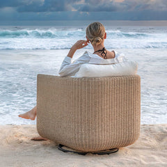 Santorini Brown Outdoor Swivel Lounge Chair - Ornate Home