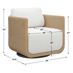 Santorini Brown Outdoor Swivel Lounge Chair - Ornate Home