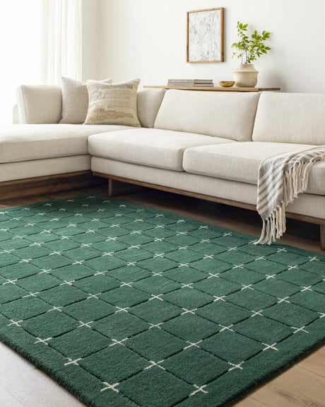 Sanvi Green Tufted Wool Area Rug - Ornate Home