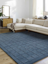 Sanvi Navy Wool Area Rug - Ornate Home