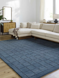 Sanvi Navy Wool Area Rug - Ornate Home