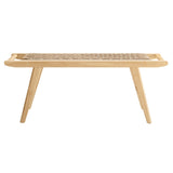 Saoirse Natural 47" Wove Rope Wood Bench - Ornate Home