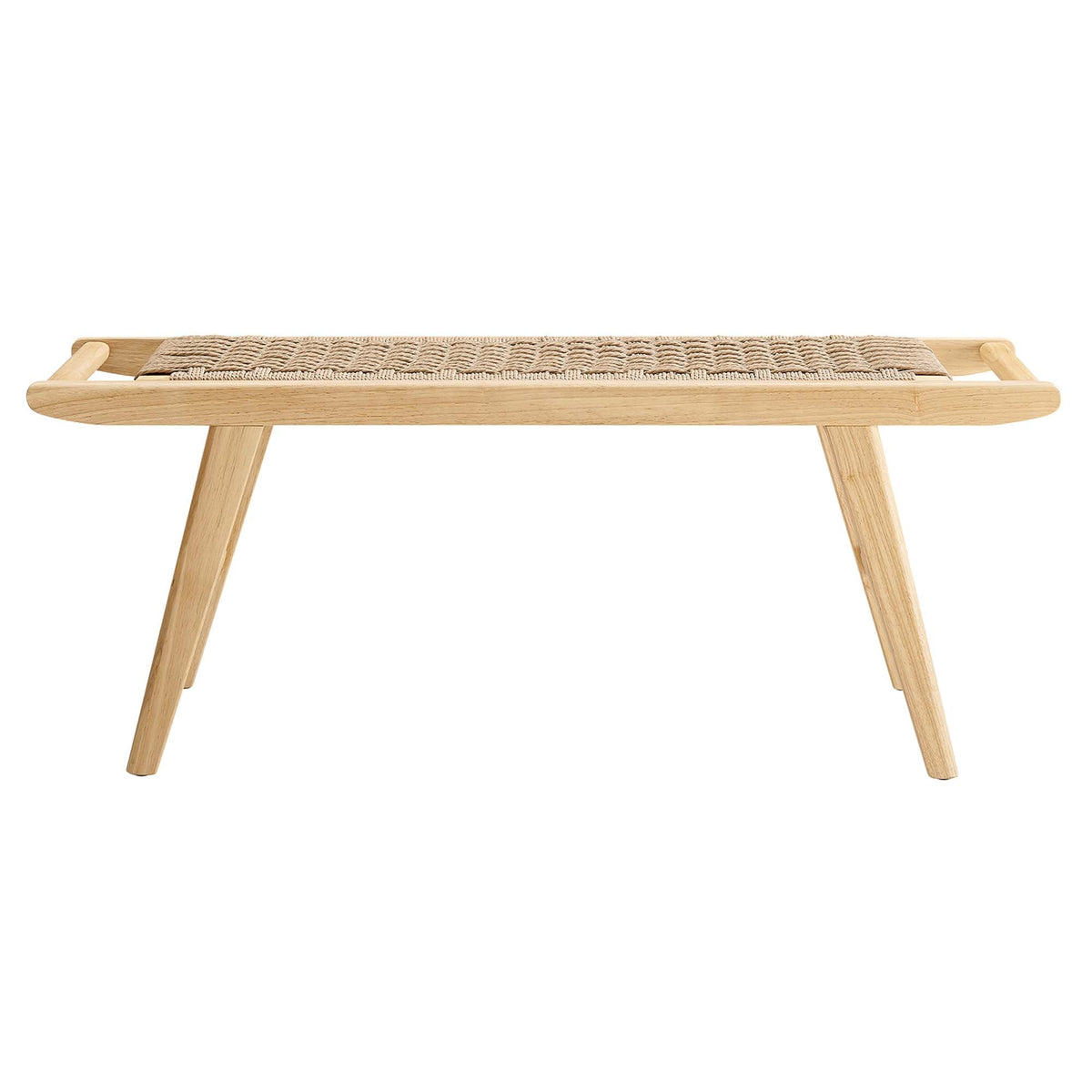 Saoirse Natural 47" Wove Rope Wood Bench - Ornate Home