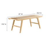 Saoirse Natural 47" Wove Rope Wood Bench - Ornate Home