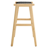 Saoirse Natural/Black Woven Rope Wood Bar Stool (Set of 2) - Ornate Home