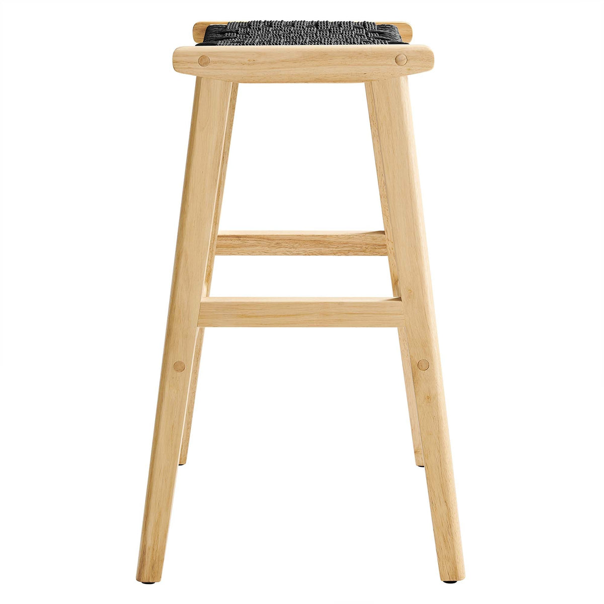 Saoirse Natural/Black Woven Rope Wood Bar Stool (Set of 2) - Ornate Home