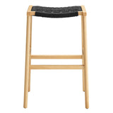 Saoirse Natural/Black Woven Rope Wood Bar Stool (Set of 2) - Ornate Home
