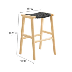 Saoirse Natural/Black Woven Rope Wood Bar Stool (Set of 2) - Ornate Home