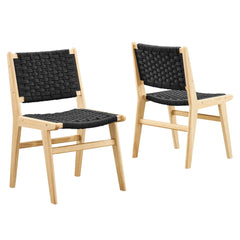 Saoirse Natural/Black Woven Rope Wood Dining Side Chair (Set of 2) - Ornate Home