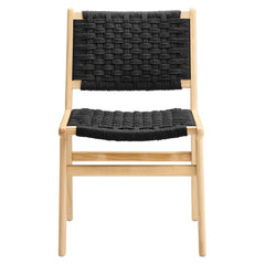Saoirse Natural/Black Woven Rope Wood Dining Side Chair (Set of 2) - Ornate Home