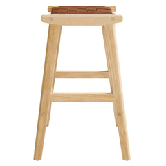 Saoirse Natural/Brown Faux Leather Wood Counter Stool (Set of 2) - Ornate Home