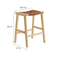 Saoirse Natural/Brown Faux Leather Wood Counter Stool (Set of 2) - Ornate Home