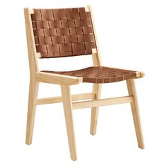 Saoirse Natural/Brown Leather Wood Dining Side Chair (Set of 2) - Ornate Home