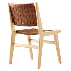 Saoirse Natural/Brown Leather Wood Dining Side Chair (Set of 2) - Ornate Home