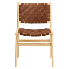 Saoirse Natural/Brown Leather Wood Dining Side Chair (Set of 2) - Ornate Home