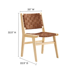 Saoirse Natural/Brown Leather Wood Dining Side Chair (Set of 2) - Ornate Home