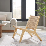 Saoirse Natural Woven Rope Wood Accent Lounge Chair - Ornate Home