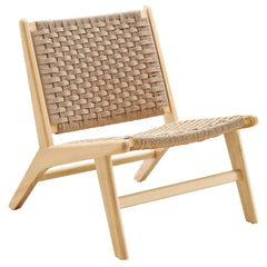 Saoirse Natural Woven Rope Wood Accent Lounge Chair - Ornate Home