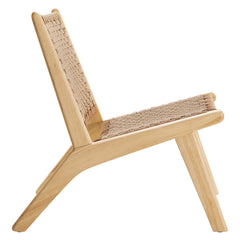 Saoirse Natural Woven Rope Wood Accent Lounge Chair - Ornate Home