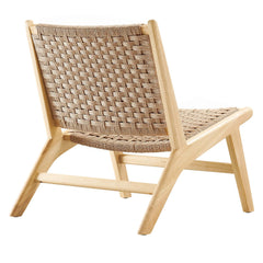 Saoirse Natural Woven Rope Wood Accent Lounge Chair - Ornate Home