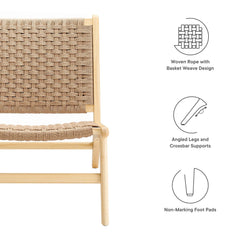 Saoirse Natural Woven Rope Wood Accent Lounge Chair - Ornate Home