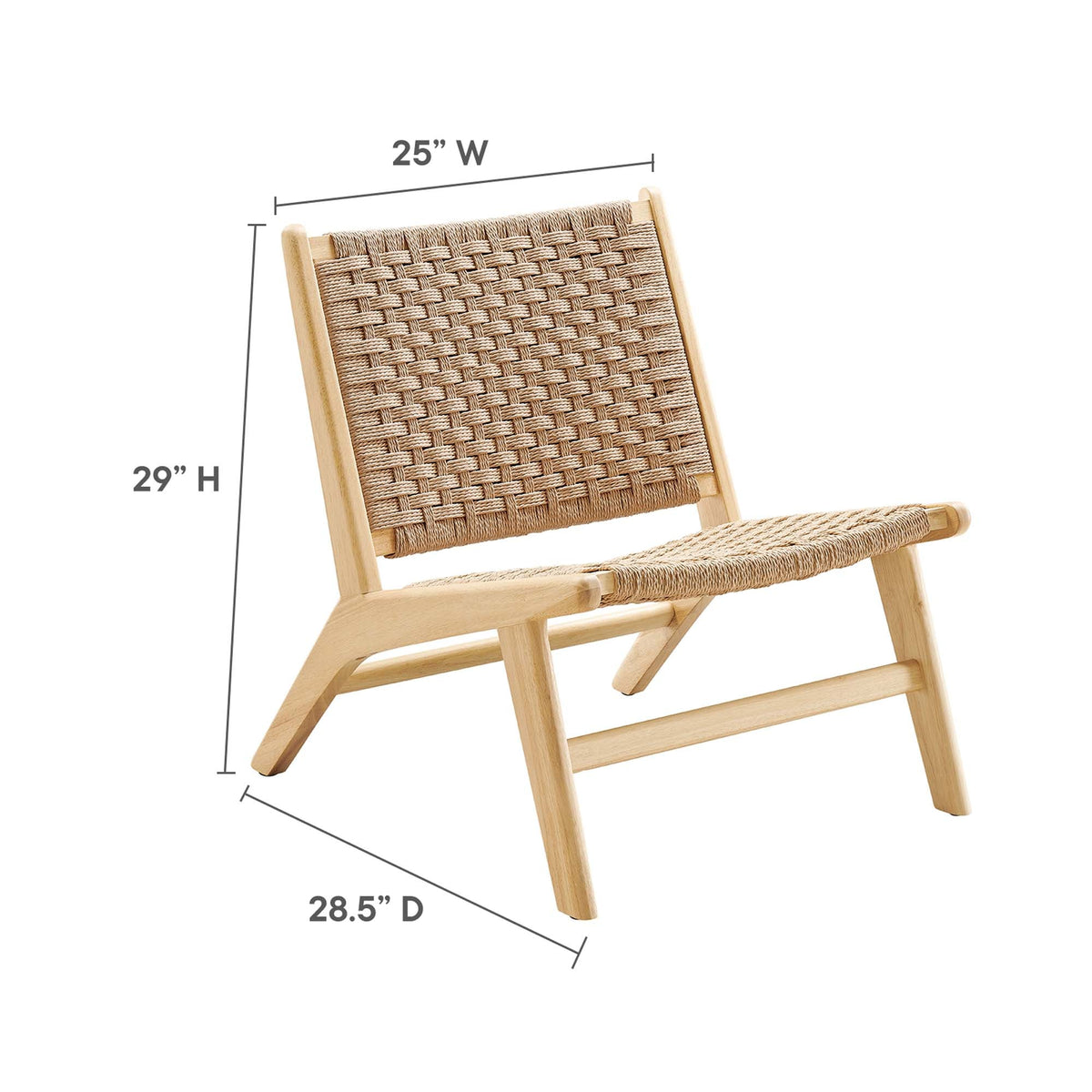Saoirse Natural Woven Rope Wood Accent Lounge Chair - Ornate Home