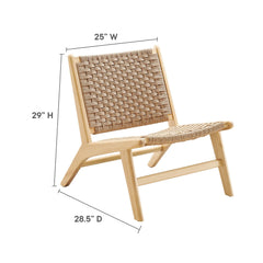Saoirse Natural Woven Rope Wood Accent Lounge Chair - Ornate Home