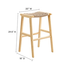 Saoirse Natural Woven Rope Wood Bar Stool (Set of 2) - Ornate Home