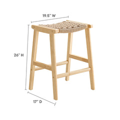 Saoirse Natural Woven Rope Wood Counter Stool (Set of 2) - Ornate Home