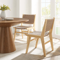 Saoirse Natural Woven Rope Wood Dining Side Chair (Set of 2) - Ornate Home