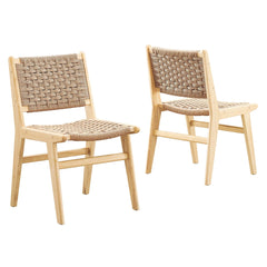 Saoirse Natural Woven Rope Wood Dining Side Chair (Set of 2) - Ornate Home