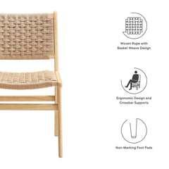 Saoirse Natural Woven Rope Wood Dining Side Chair (Set of 2) - Ornate Home