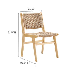 Saoirse Natural Woven Rope Wood Dining Side Chair (Set of 2) - Ornate Home