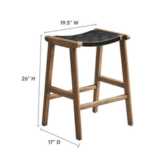 Saoirse Walnut/Black Faux Leather Wood Counter Stool (Set of 2) - Ornate Home