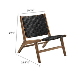 Saoirse Walnut/Black Leather Wood Accent Lounge Chair - Ornate Home