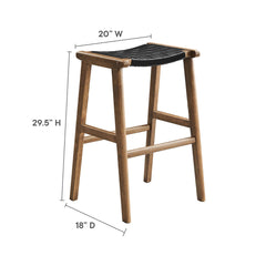 Saoirse Walnut/Black Leather Wood Bar Stool (Set of 2) - Ornate Home