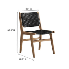 Saoirse Walnut/Black Leather Wood Dining Side Chair (Set of 2) - Ornate Home