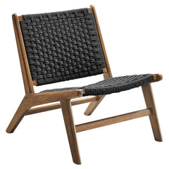 Saoirse Walnut/Black Woven Rope Wood Accent Lounge Chair - Ornate Home