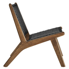 Saoirse Walnut/Black Woven Rope Wood Accent Lounge Chair - Ornate Home